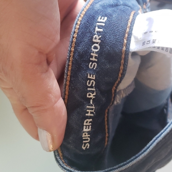 American Eagle high rise shortie jean shorts size 0 - Picture 10 of 14